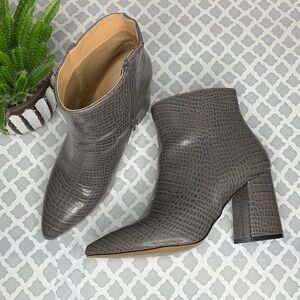 Express Gray Faux Leather Croc Design Booties Size 8
